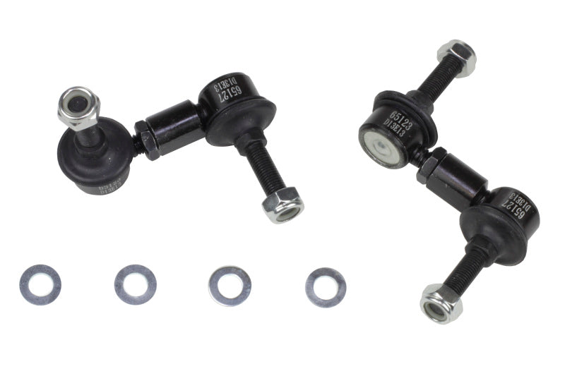 Subaru WRX sway bar link kit components including adjustable drop links and washers.