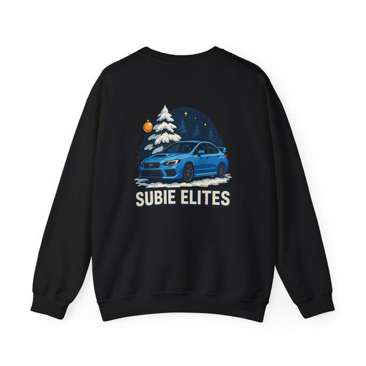 Subie Elites Holiday Crewneck Sweatshirt — Blue WRX/STI Winter Graphic