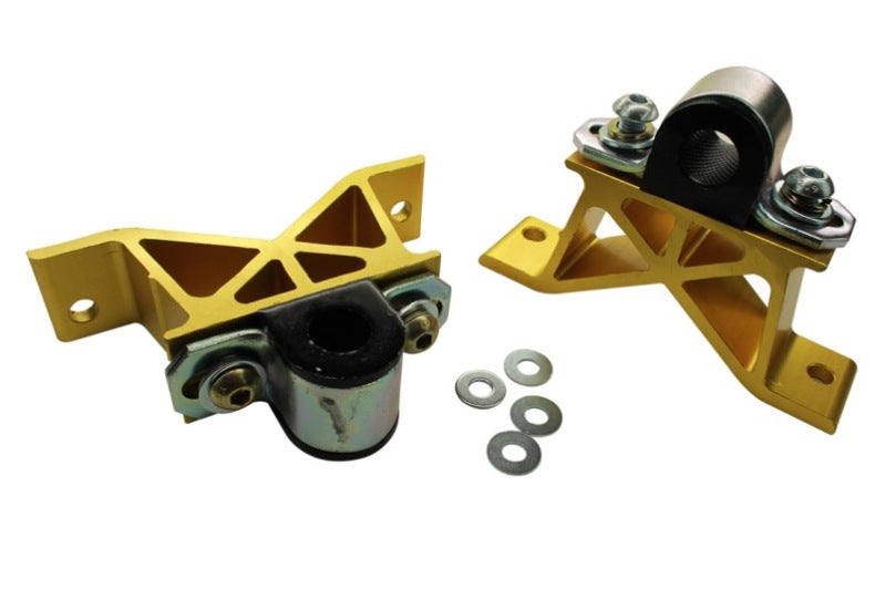 Subaru WRX sway bar mounting kit featuring heavy duty forged alloy components and hardware for improved performance.