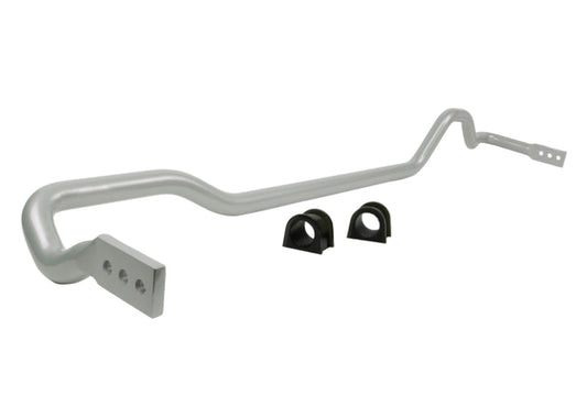 Whiteline STi rear sway bar designed for enhancing grip and reducing body roll, includes mounting hardware.