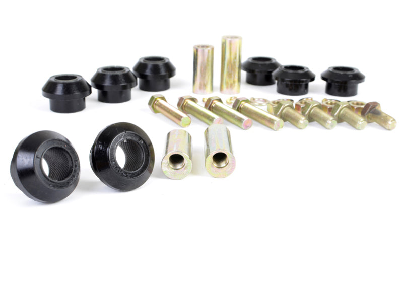 Whiteline adjustable camber kit for Subaru BRZ components including bushings and bolts.