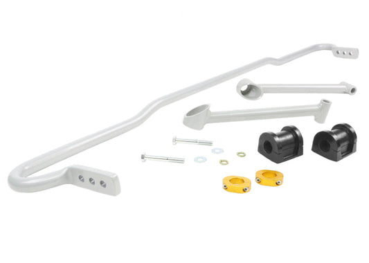 Subaru WRX sway bar components including adjustable swaybar, bushings, and hardware for performance upgrade.