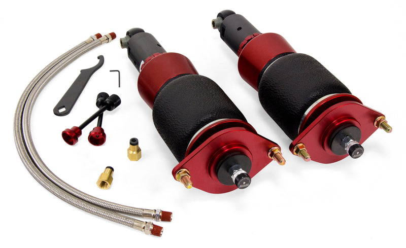 Air Lift Performance Subaru WRX rear suspension kit components including air springs and installation hardware.