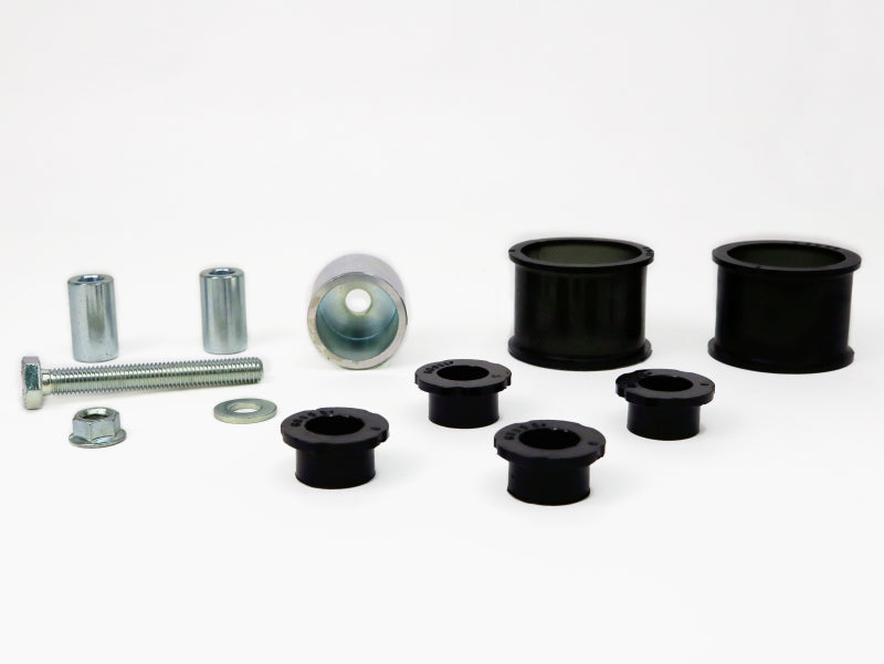 Subaru steering rack mounts components, including bushings and hardware for enhanced steering performance.