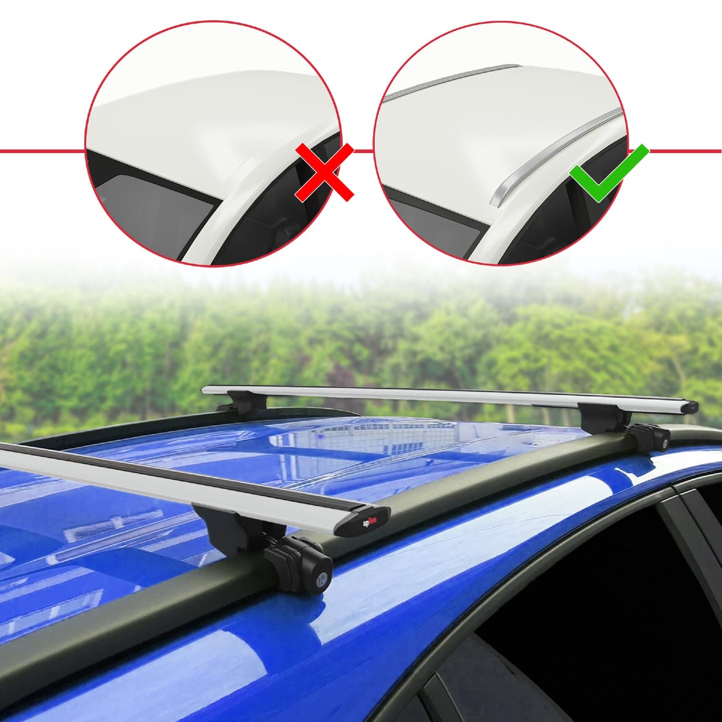 Compatible with Subaru Forester 3 (SH) 2008-2013 HOOK Model Car Roof Rack Cross Bar Grey Aluminium 2 Bars
