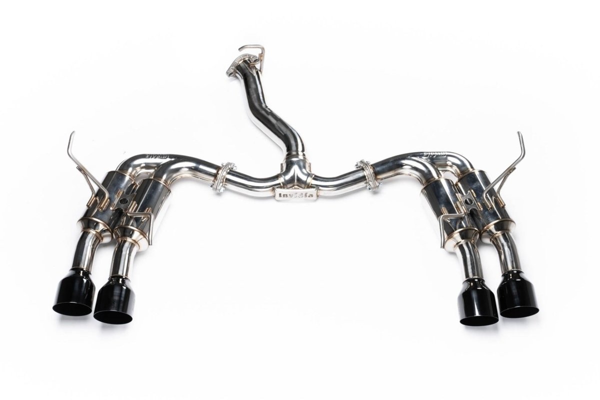 Invidia [22-26 WRX] R400 Gemini Single Layer Quad Black Tip Cat-Back Exhaust | HS22WRXGM4SB