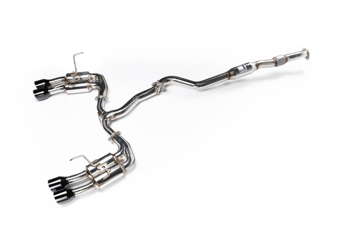 Invidia [22-26 WRX] R400 Gemini Single Layer Quad Black Tip Cat-Back Exhaust | HS22WRXGM4SB