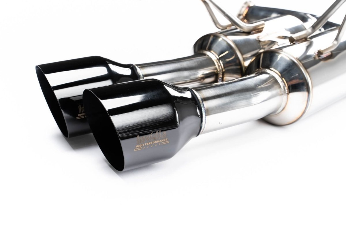 Invidia [22-26 WRX] R400 Gemini Single Layer Quad Black Tip Cat-Back Exhaust | HS22WRXGM4SB