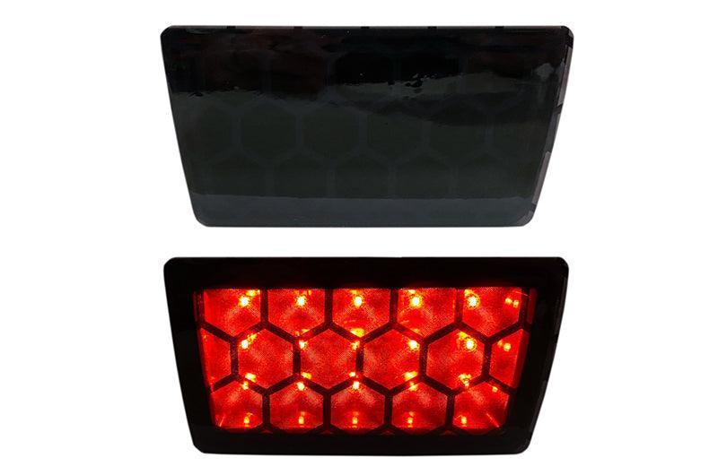 Subaru Overlay special edition F1 / rear fog light overlay in dark smoke honeycomb design for 2015-2024 Subaru WRX / STI.