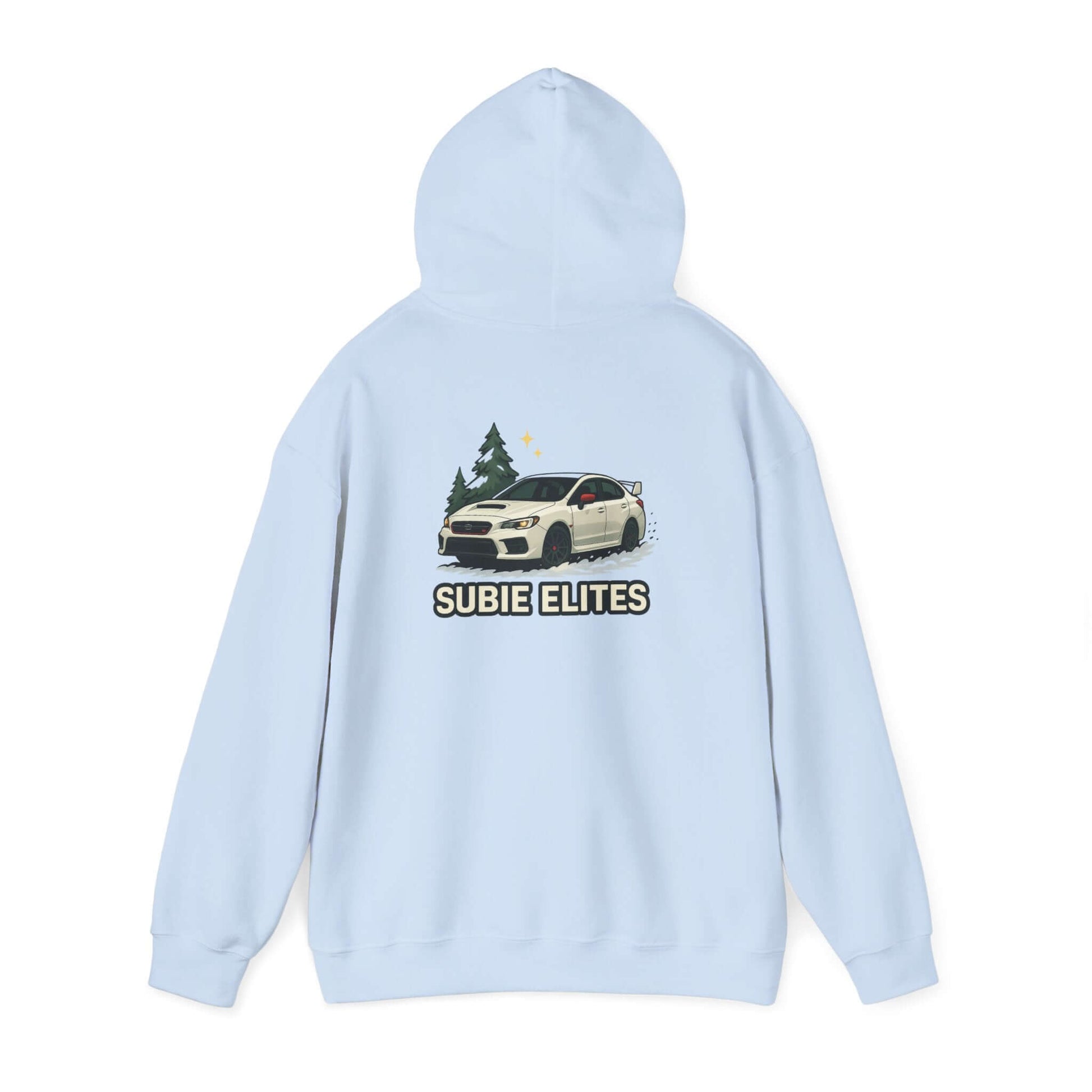  WRX STI hoodie for car enthusiasts featuring a subtle chest emblem on a pullover.