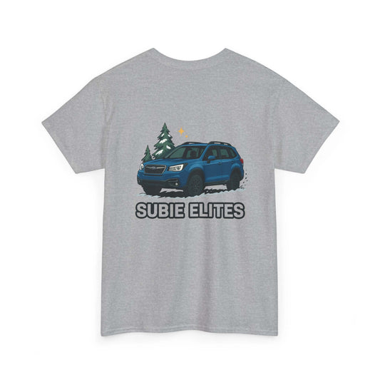 Subie Elites Tee — Blue Forester Graphic T-Shirt (Holiday/Outdoors)