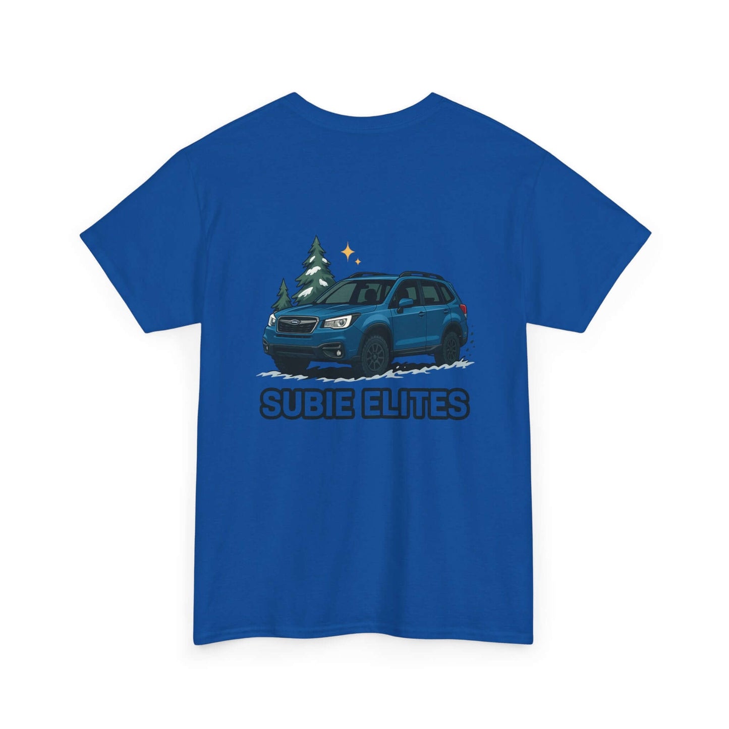 Subie Elites Tee — Blue Forester Graphic T-Shirt (Holiday/Outdoors)