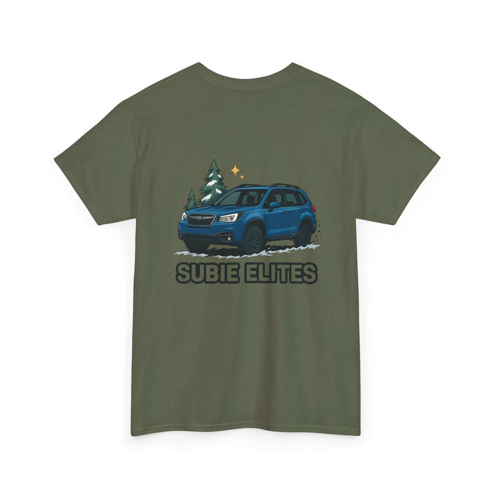 Subie Elites Tee — Blue Forester Graphic T-Shirt (Holiday/Outdoors)