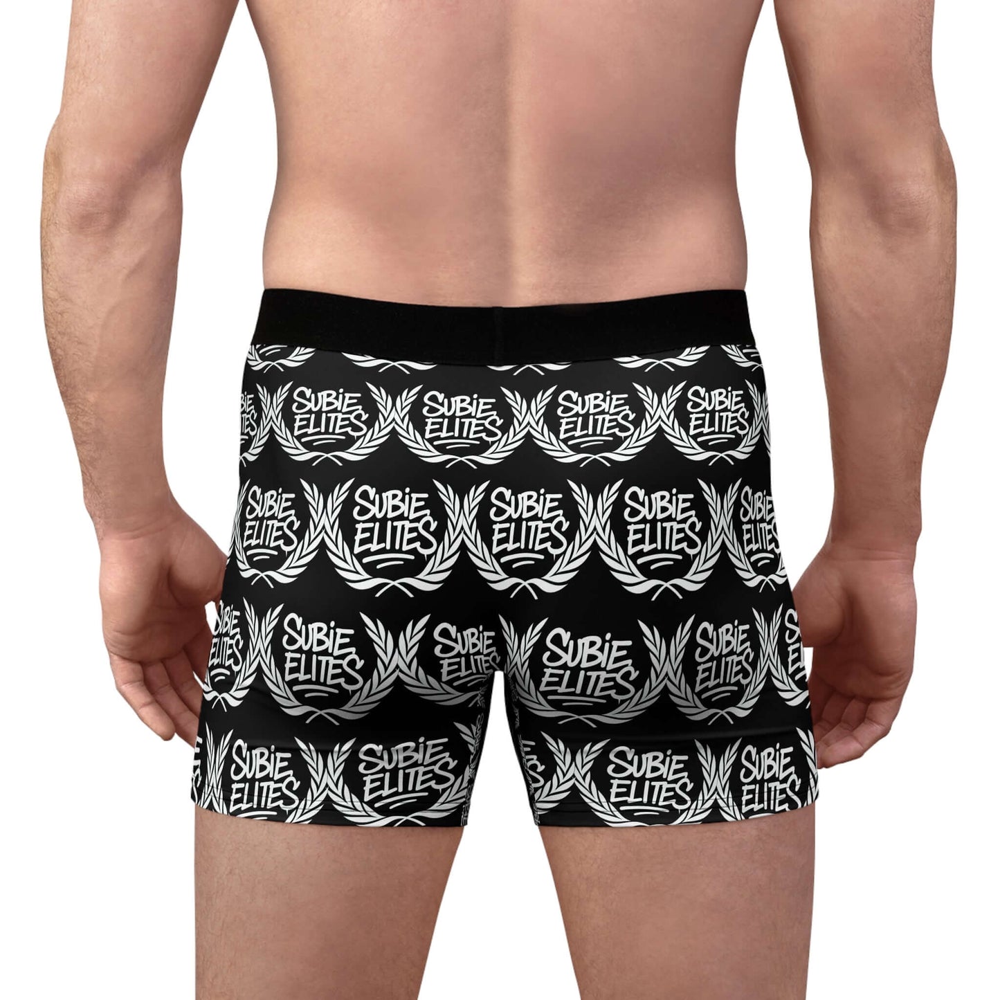Boxer Briefs — Black ‘Subie Elites’ Logo All-Over Print