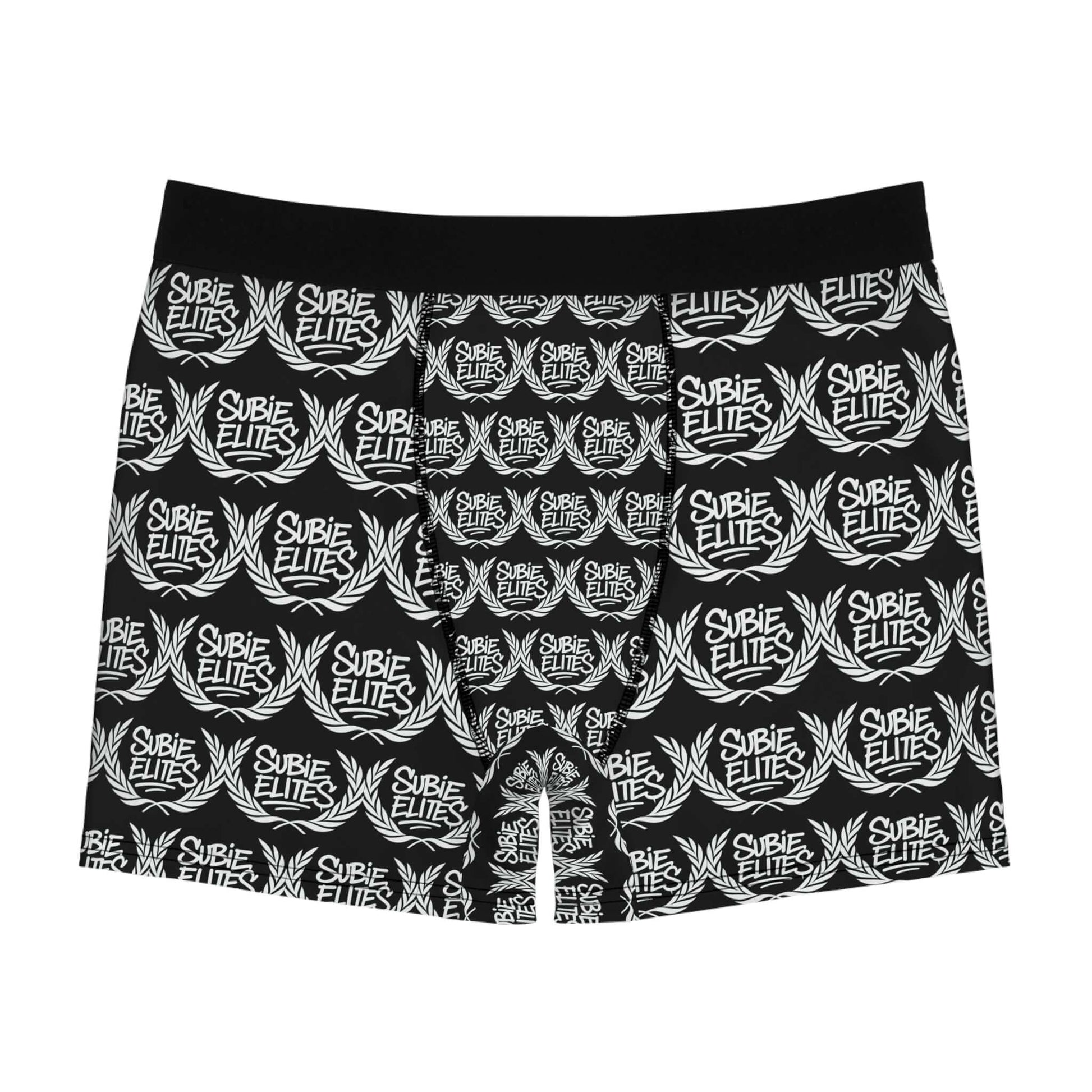 Boxer Briefs — Black ‘Subie Elites’ Logo All-Over Print