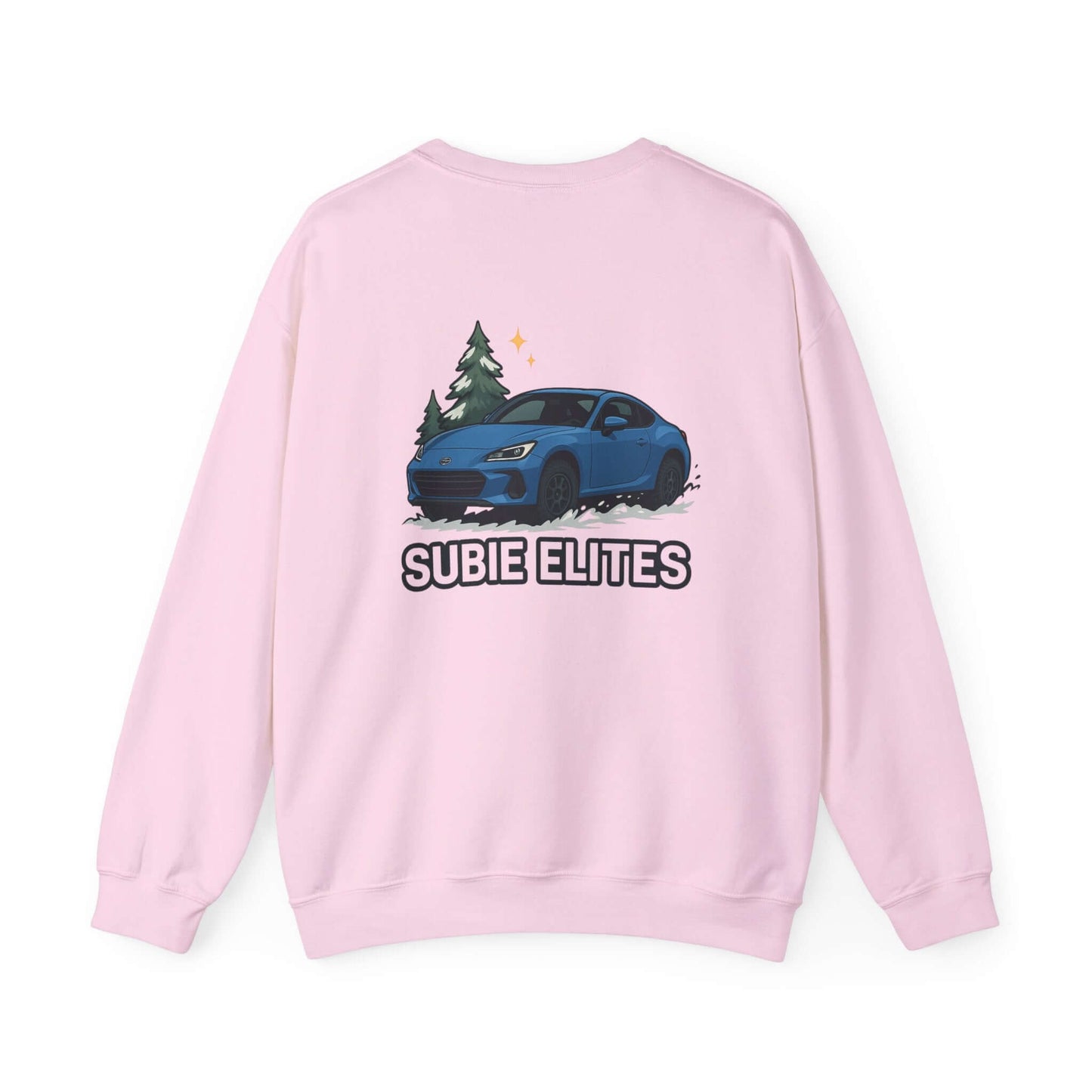 BRZ HOLIDAY SWEATER featuring a BRZ design and 'SUBIE ELITES' text on a  crewneck sweatshirt.