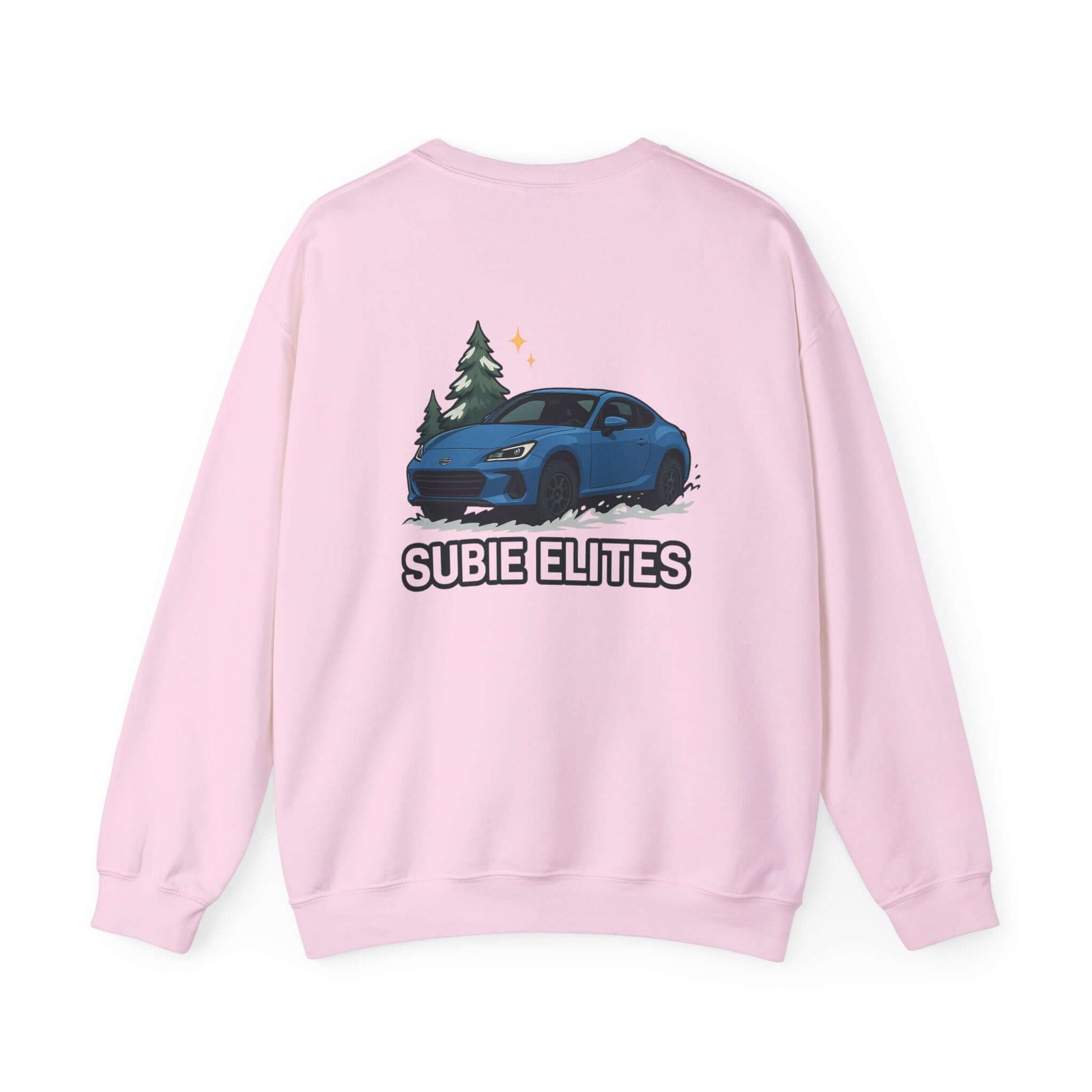 BRZ HOLIDAY SWEATER featuring a BRZ design and 'SUBIE ELITES' text on a  crewneck sweatshirt.
