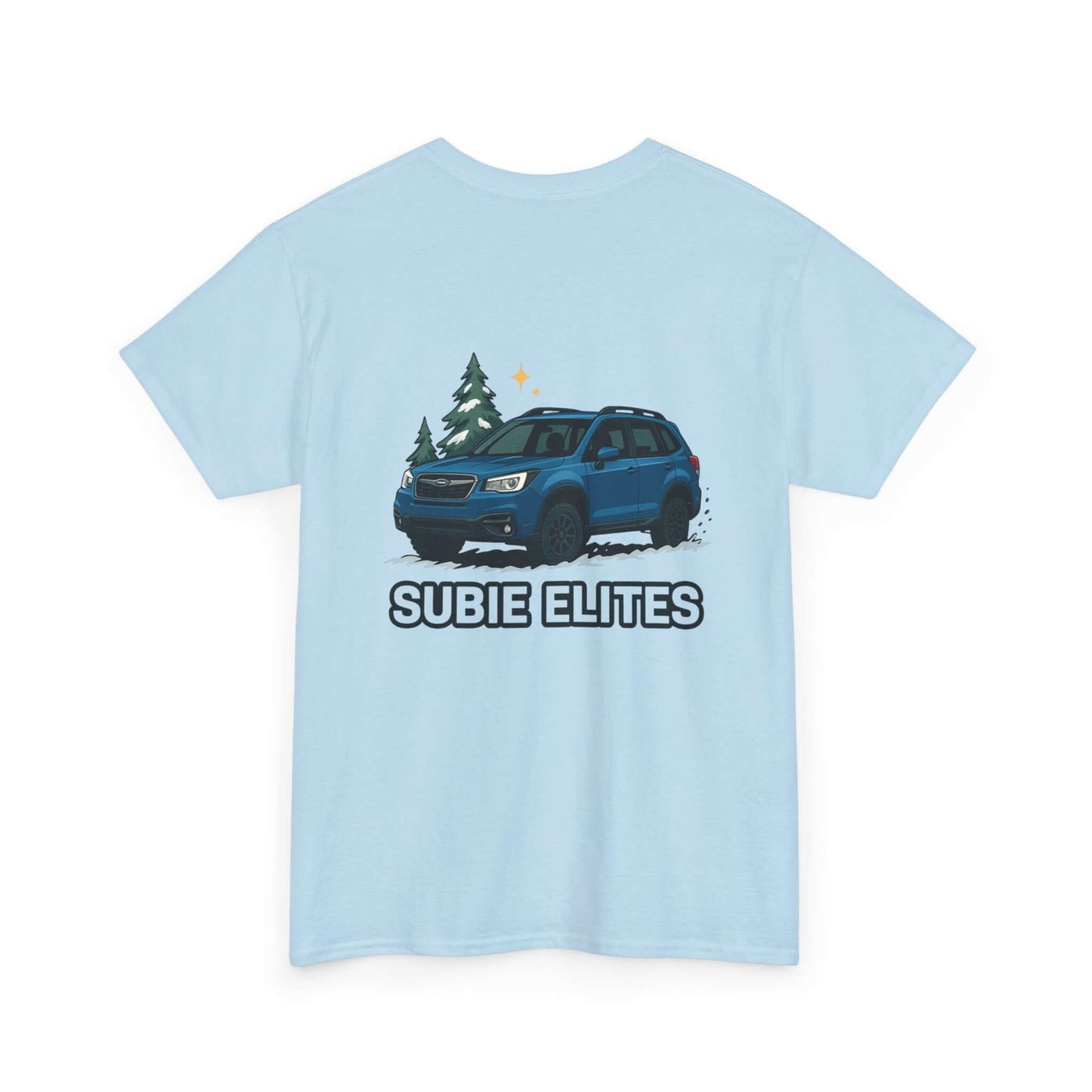 Subie Elites Tee — Blue Forester Graphic T-Shirt (Holiday/Outdoors)