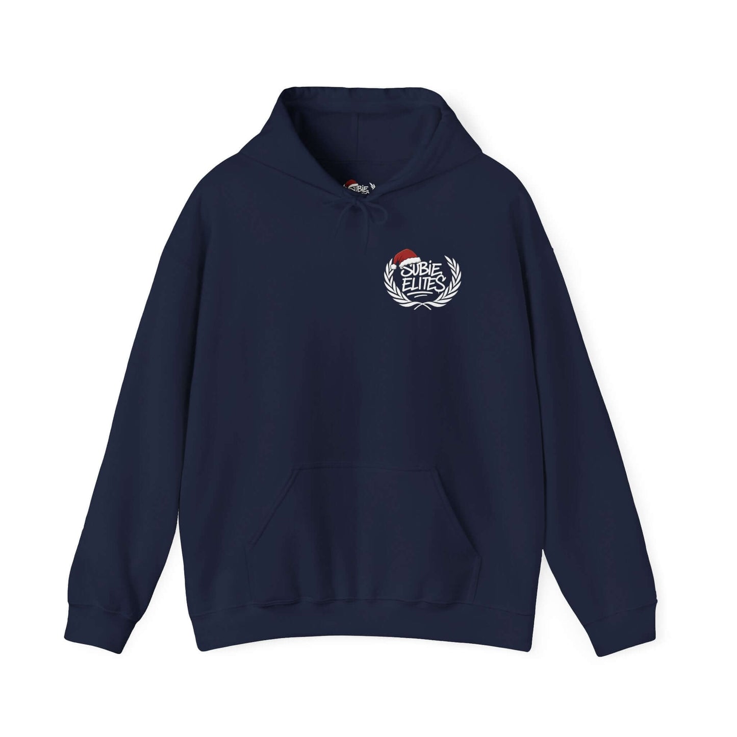 BRZ HOLIDAY HOODIE  pullover with blue BRZ graphic and evergreen trees, perfect for car enthusiasts.