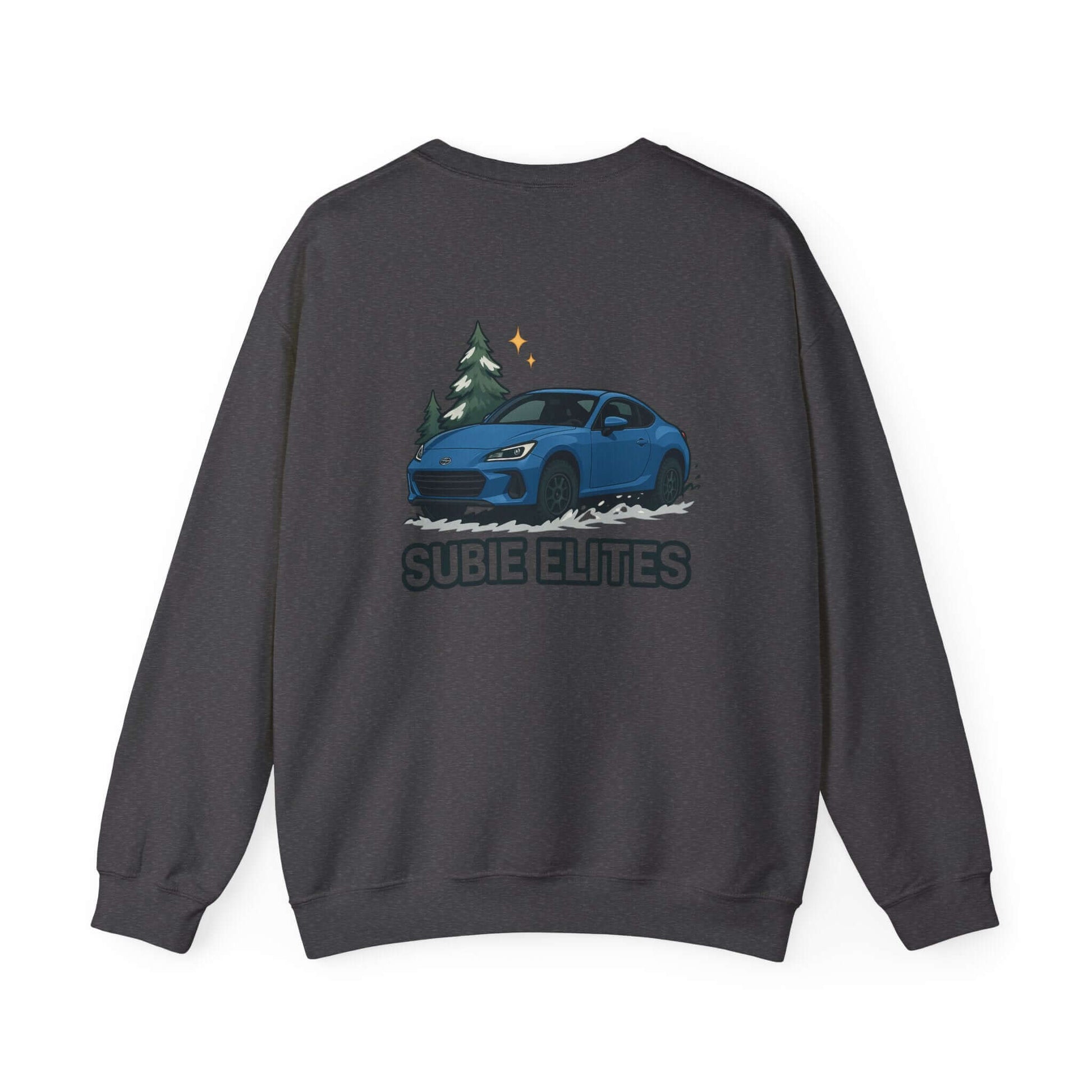 BRZ HOLIDAY SWEATER featuring a BRZ design and 'SUBIE ELITES' text on a  crewneck sweatshirt.