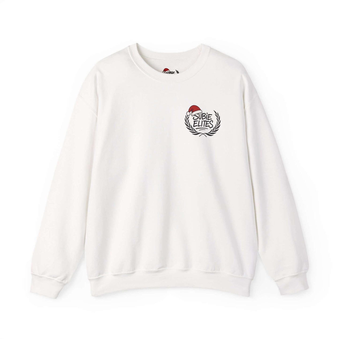 WRX STI CAR GRAPHIC PULLOVER in white with embroidered badge and ribbed collar.