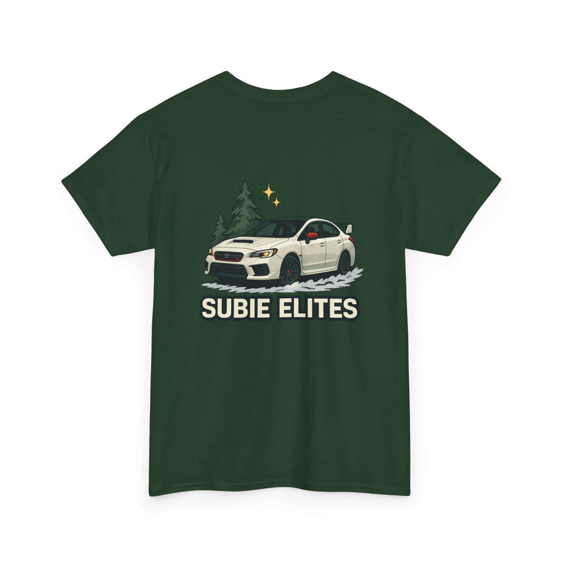 Subie Elites T-Shirt —WRX/STI  Car Club Graphic Tee featuring a Subaru design with trees.