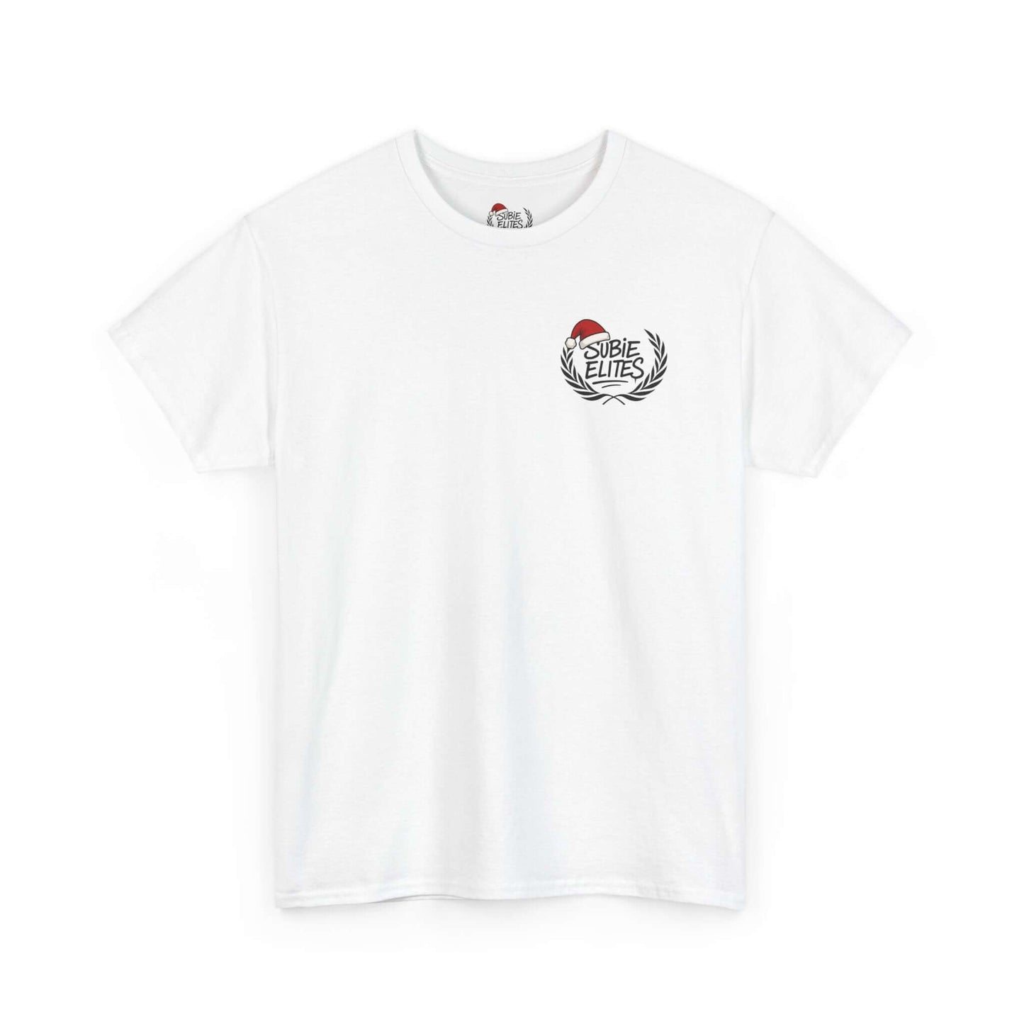 Subie Elites T-Shirt —WRX/STI Car Club Graphic Tee featuring a soft white fabric with a logo on the chest.