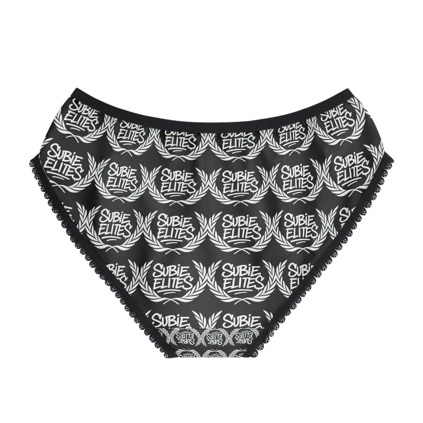 Subie Elites Logo Women's Briefs — Black All-Over-Print Comfortable Cotton Briefs