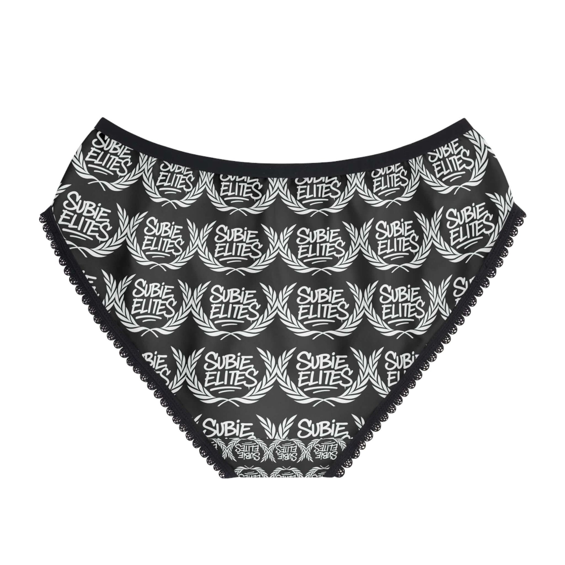 Subie Elites Logo Women's Briefs — Black All-Over-Print Comfortable Cotton Briefs