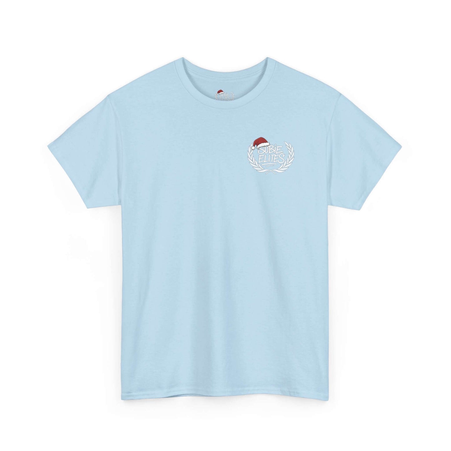 Subie Elites Holiday Car Tee — Blue Subaru Christmas Graphic Shirt