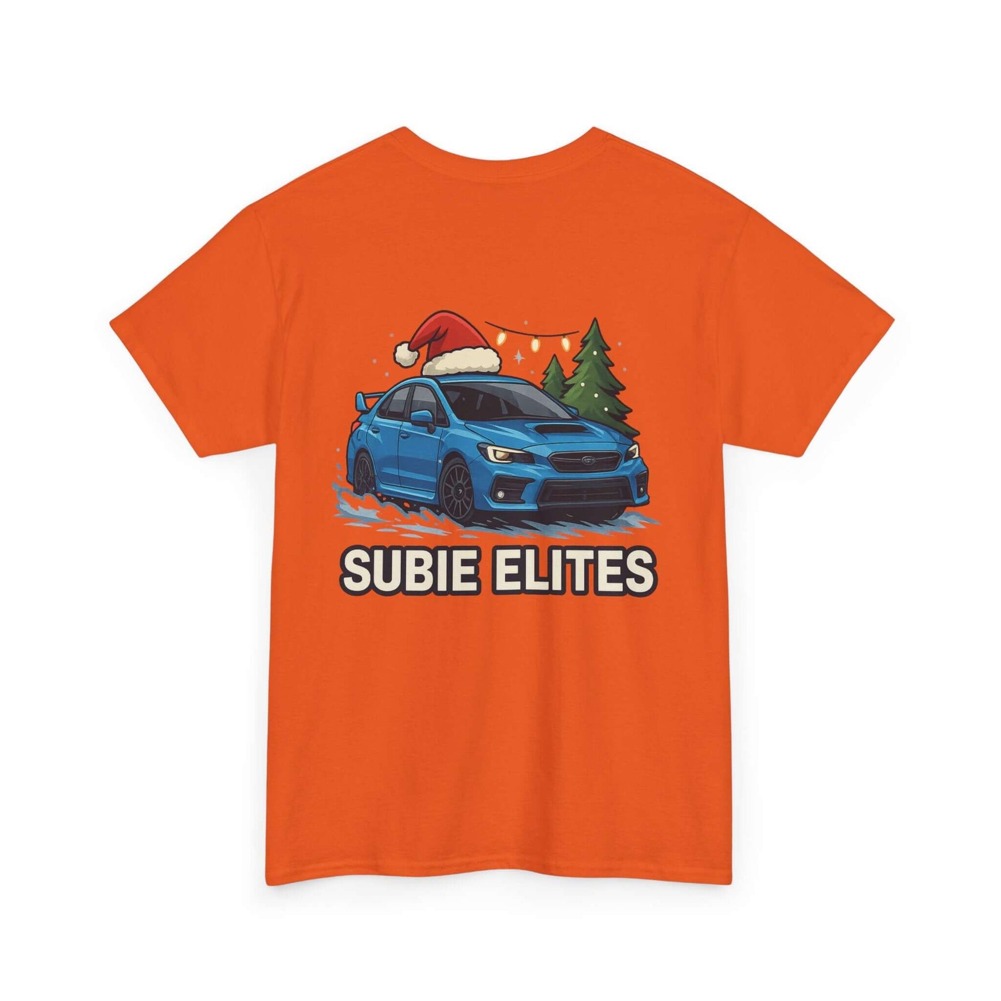 Subie Elites Holiday Car Tee — Blue Subaru Christmas Graphic Shirt