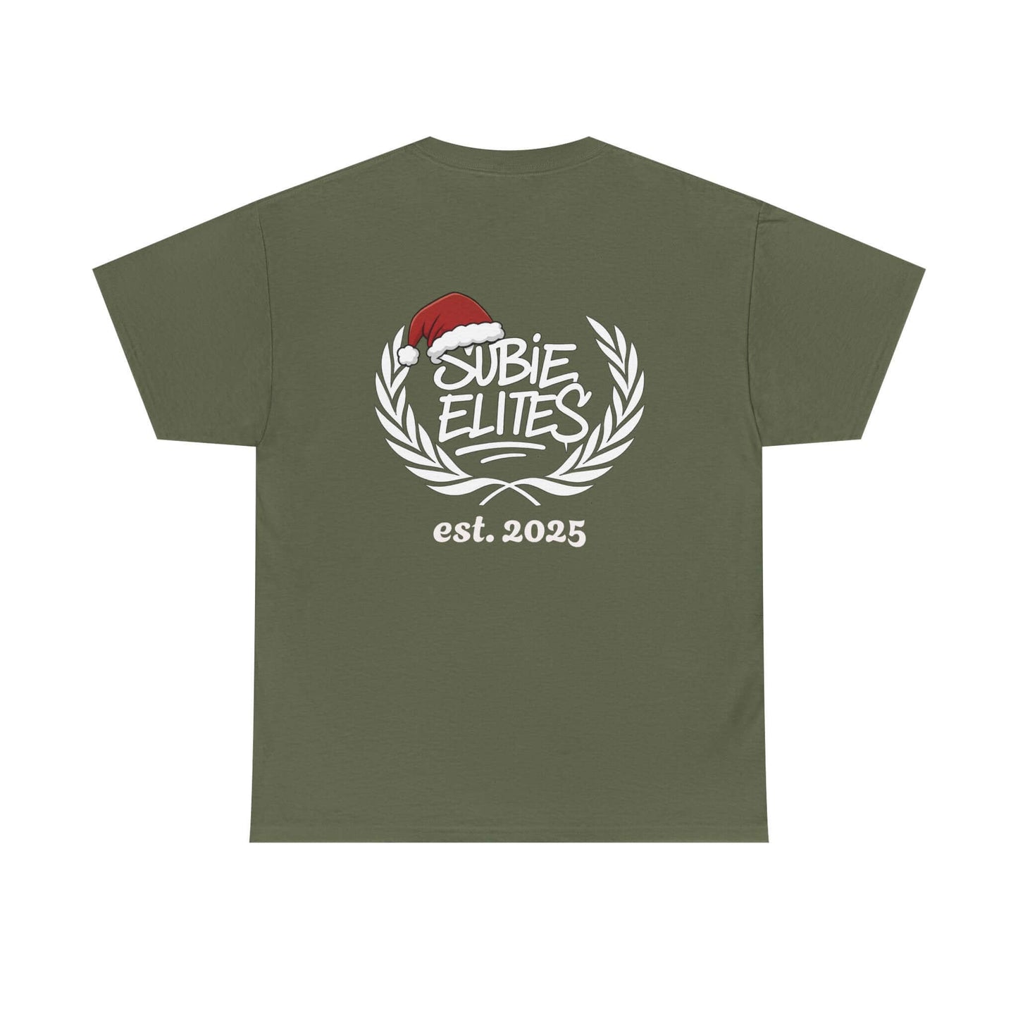 Subie Elites Tee — Holiday Santa Hat Graphic Car Club Shirt (est. 2025)