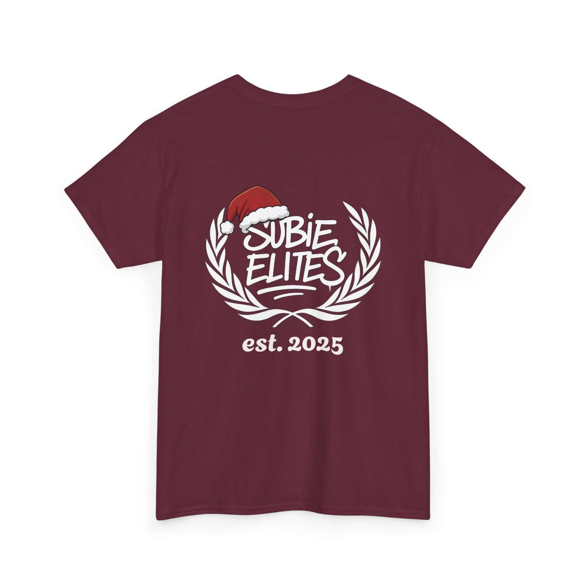 Subie Elites Tee — Holiday Santa Hat Graphic Car Club Shirt (est. 2025)